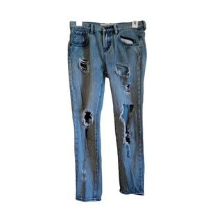 Melville light wash fray Straight jeans